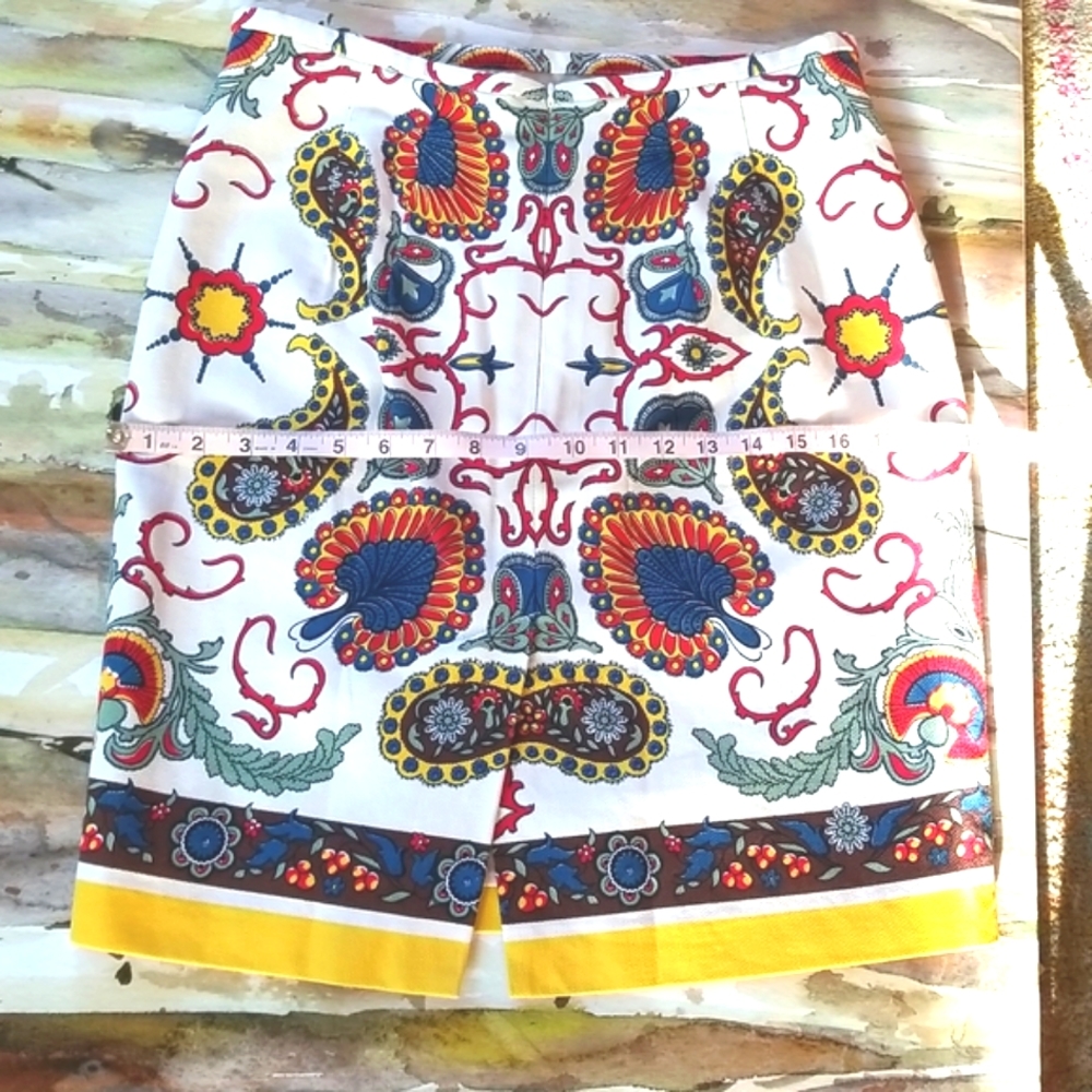 TOMMY HILFIGER  Kaleidoscope Festive Fabric Zipper Wiggle Summer Spring  Skirt 8 - Picture 3 of 12